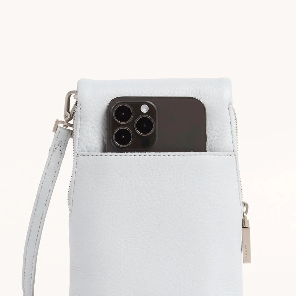 Hammitt VIP Mini Mobile Leather Crossbody Handbag Bluebird Light Blue Gray - Picture 5 of 13